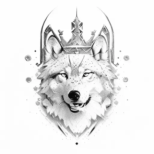 crown strength water soul wolf tattoo design idea