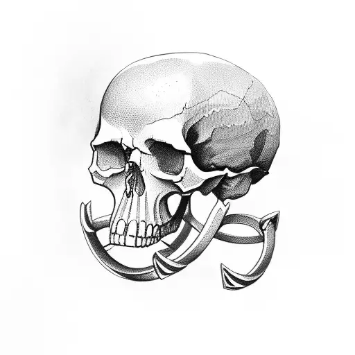 Skull forarms ring tattoo design idea