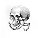 Skull forarms ring tattoo design idea