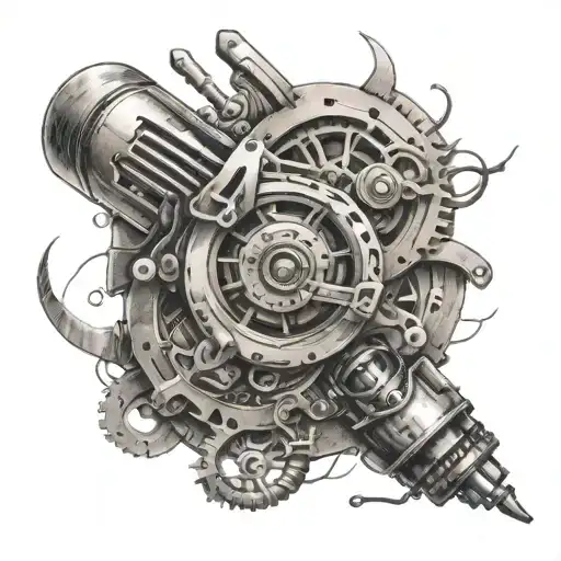 biomechanics shock absorber tattoo design idea