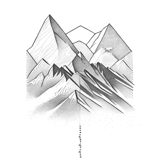 Open book with pages turning into a trail of footprints towards a distant mountain peak tattoo design idea