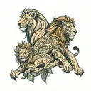 Daniel and the lions den tattoo design idea