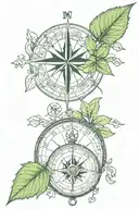 compass leaf clover   tattoo design idea