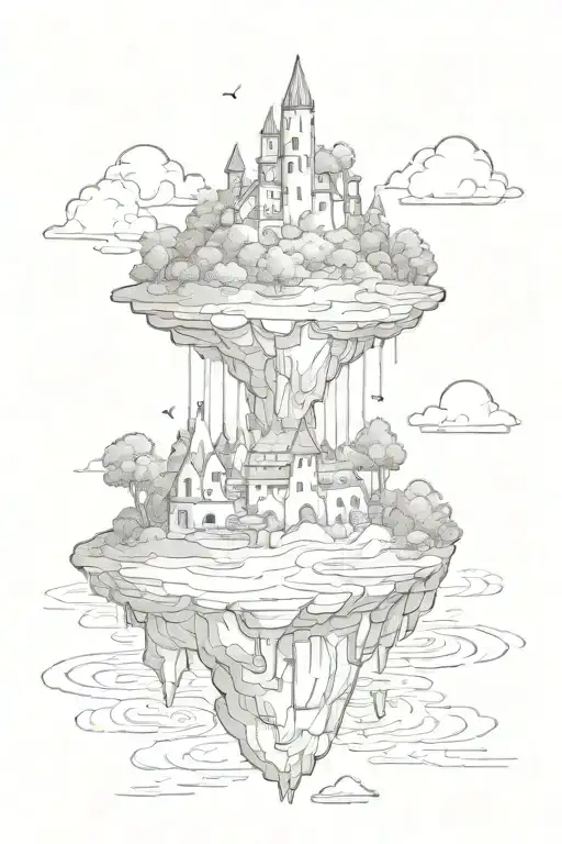 floating island tattoo design idea
