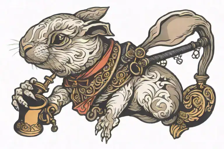 rabbit smoking a pipe tattoo design idea