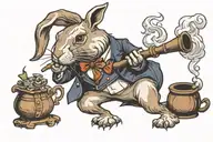 rabbit smoking a pipe tattoo design idea