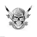skull with crossed swords tattoo design idea