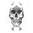 skull with crossed swords tattoo design idea