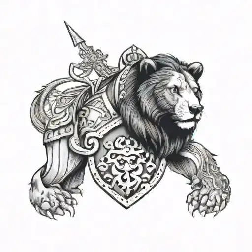 bear and lion on a medieval coat of armor tattoo tattoo design idea