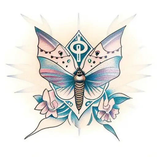 mariposa com olhos de anjo tattoo design idea