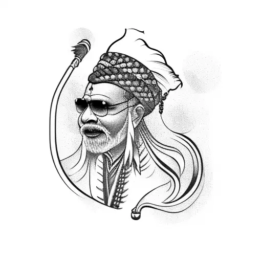 Indian smoking pipe tattoo design idea