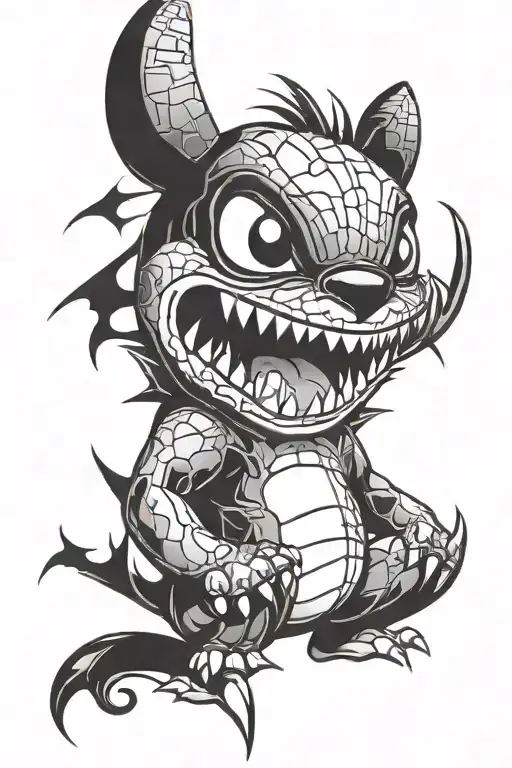 angry stich tattoo design idea