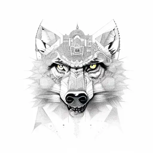 lobo e lua tattoo design idea