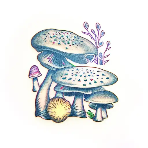 Forest Mushroom Herbs Autunum tattoo design idea