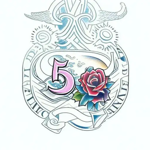 number four mixed with letter h tattoo design idea