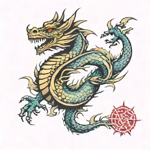 dragon symbolizing independance, strength and love  tattoo design idea