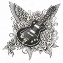 les paul guitar with angel wings spread wide tattoo design idea