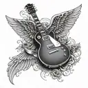 les paul guitar with angel wings spread wide tattoo design idea