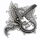 les paul guitar with angel wings spread wide tattoo design idea