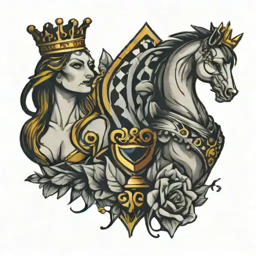 only king queen chess tattoo design idea