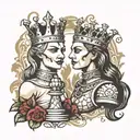 queen chess king chess piece featuring elements like trees tattoo design idea