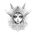 elfo com um arco e flecha  tattoo design idea