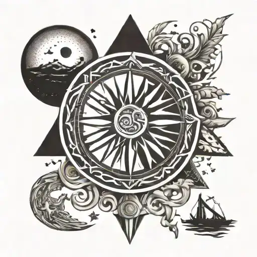 Solar eclipse and iceland runes tattoo design idea