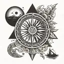 Solar eclipse and iceland runes tattoo design idea