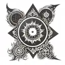 Solar eclipse and iceland runes tattoo design idea