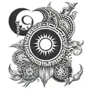 Solar eclipse and iceland runes tattoo design idea