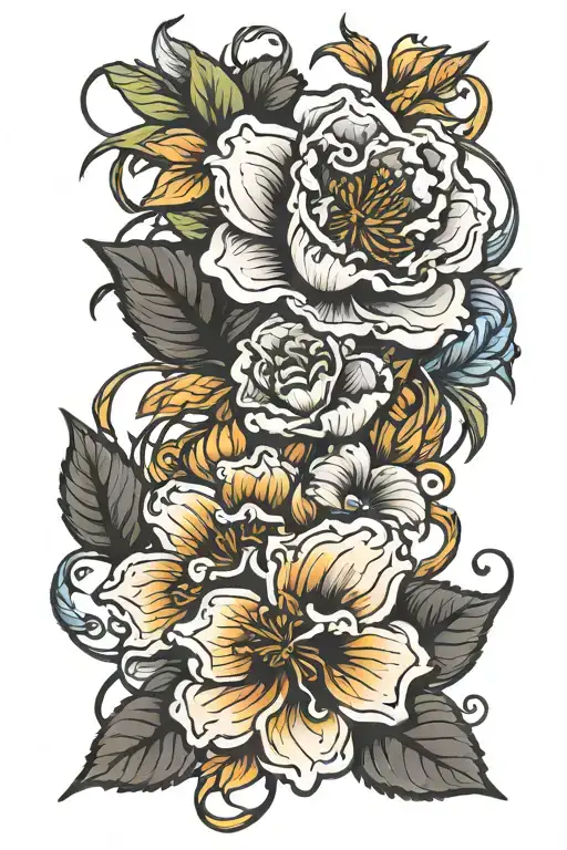 october august december june birth flowers intertwined tattoo design idea