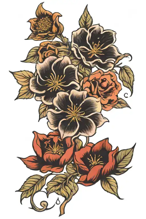 october august december june birth flowers blooming tattoo design idea
