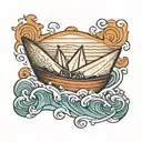 paper boat on waves arm band tattoo tattoo design idea