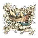 paper boat on waves arm band tattoo tattoo design idea