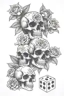 skulls roses dice tattoo design idea