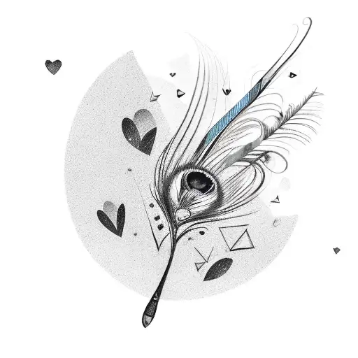 Embed love with flute , peacock feather , camera , peace , water drop and inifinite  tattoo design idea