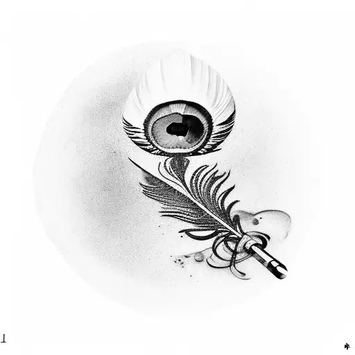 Embed love with flute , peacock feather , camera , peace , water drop and inifinite  tattoo design idea