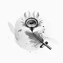 Embed love with flute , peacock feather , camera , peace , water drop and inifinite  tattoo design idea