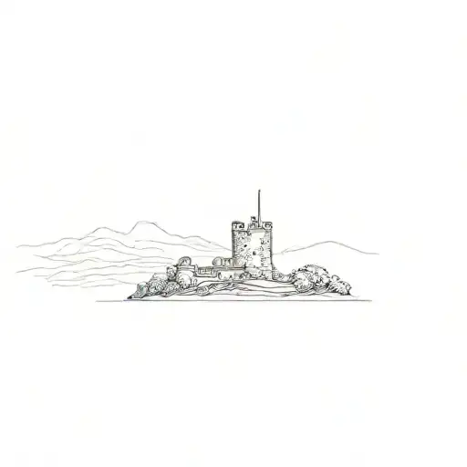 a castle in ireland tattoo design idea