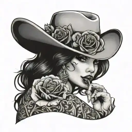 beautiful young girl, finger on lip, Chicano style, cards, car, rose tattoo design idea