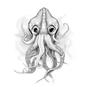 squid swimming  tattoo design idea