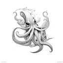 squid swimming  tattoo design idea