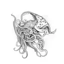 squid swimming  tattoo design idea
