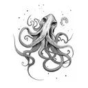 squid swimming  tattoo design idea