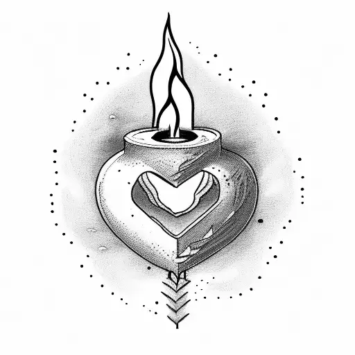 candle heart tattoo design idea