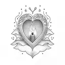 candle heart tattoo design idea
