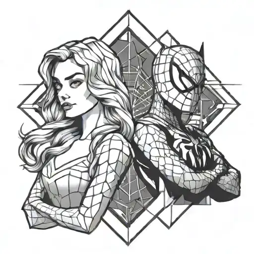 princess aurora and spiderman tattoo design idea