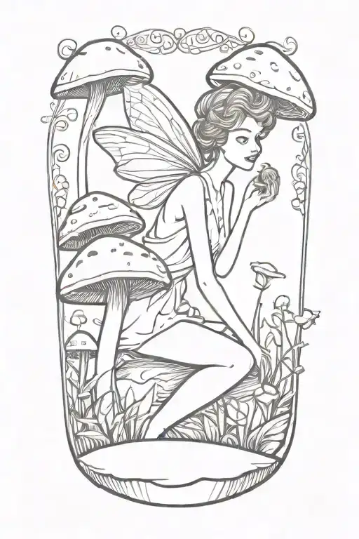 Fairy Lying On A Mushroom tattoo design idea