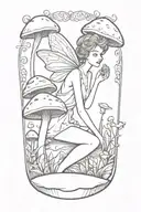 Fairy Lying On A Mushroom tattoo design idea