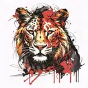 Cat with lion shadow tattoo design idea